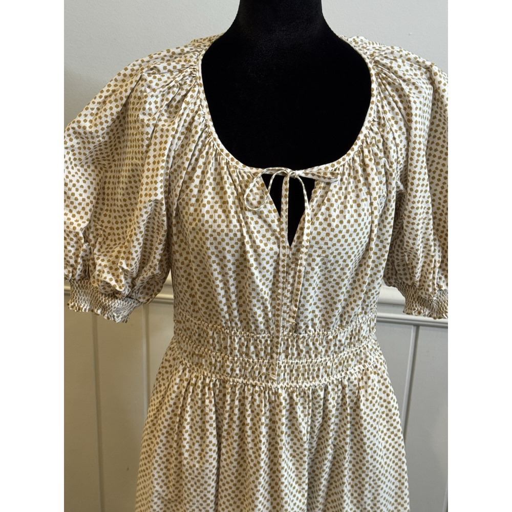Anthropologie Somerset Dress M Ivory Gold Cottagecore Boho Prairie Maxi - Picture 3 of 9